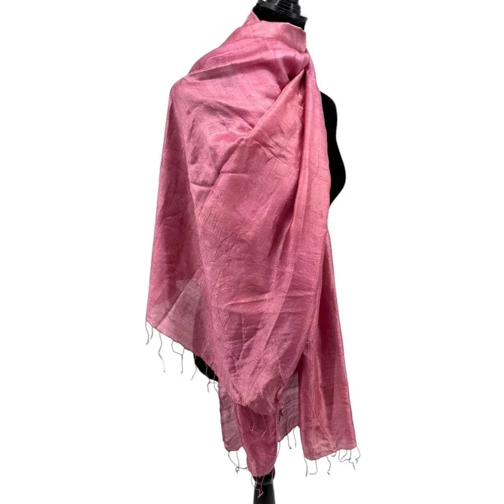 Bohemian Womens Fringe Trim Pashmina Scarf Wrap Shawl Stole‎ Purple 100% Silk